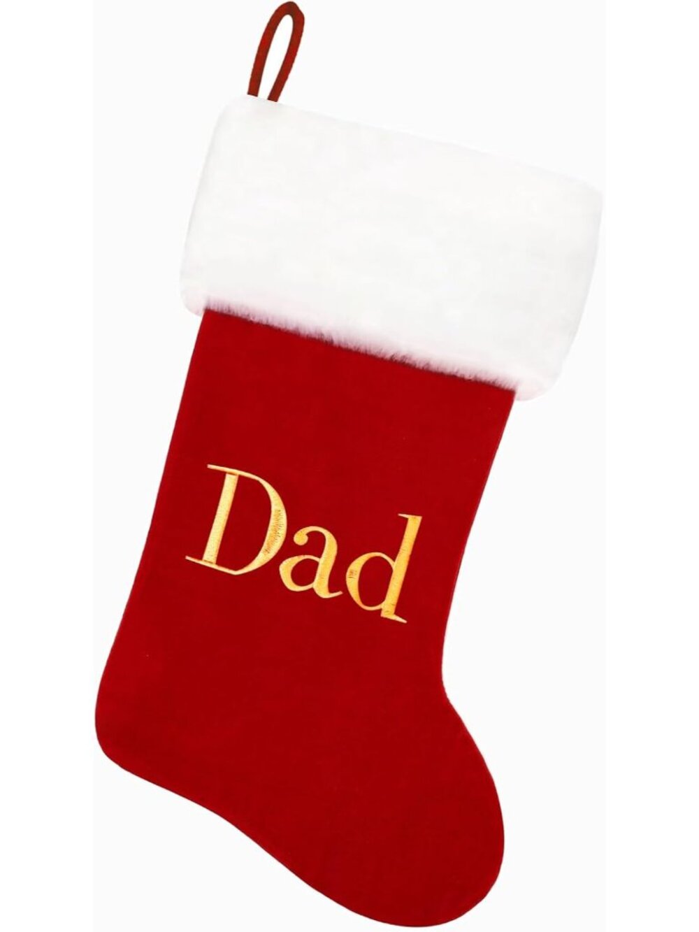 20 Inches Red Velvet with White Super Soft Plush Cuff Monogram Christmas Stockin